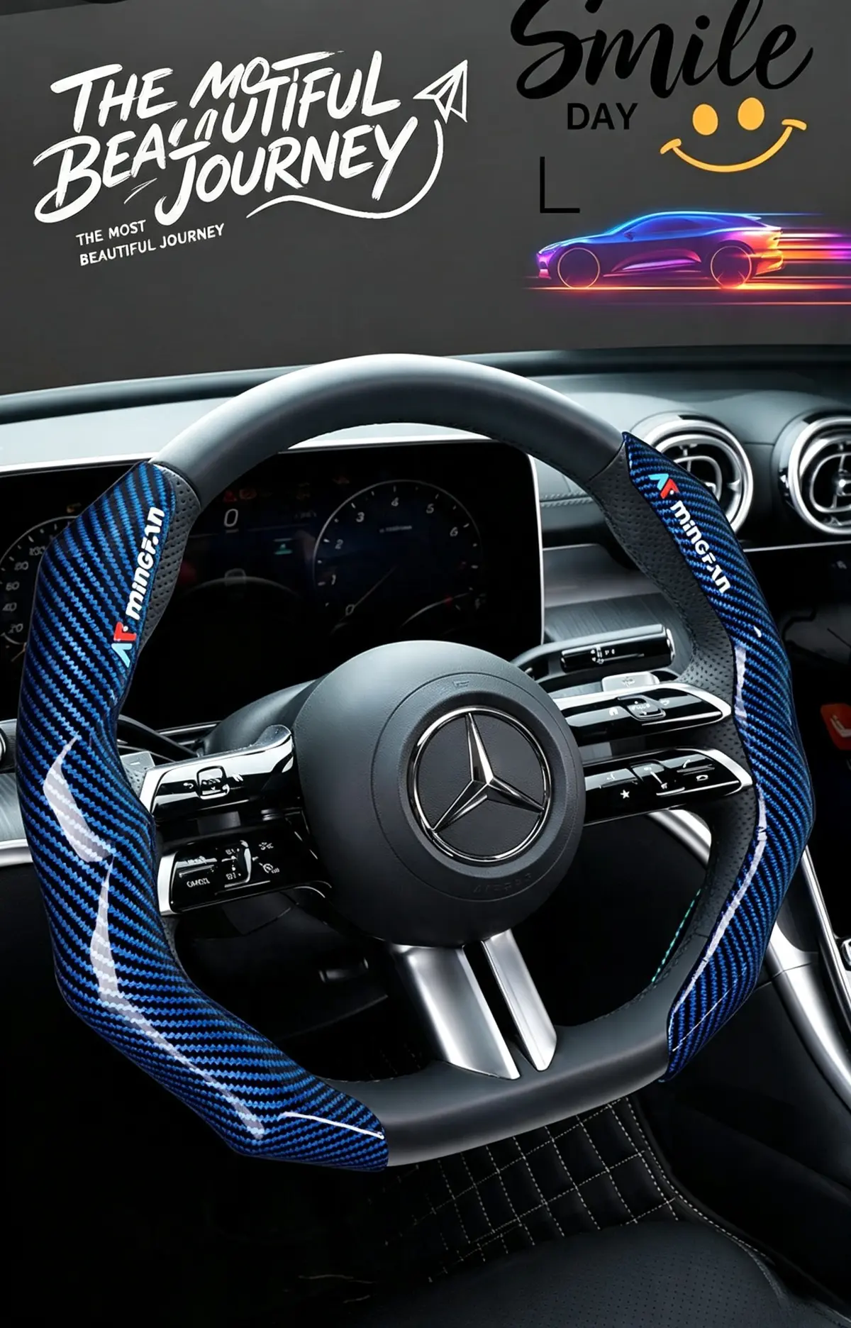 Gloss Carbon Fiber Steering Wheel Grips - detail 1