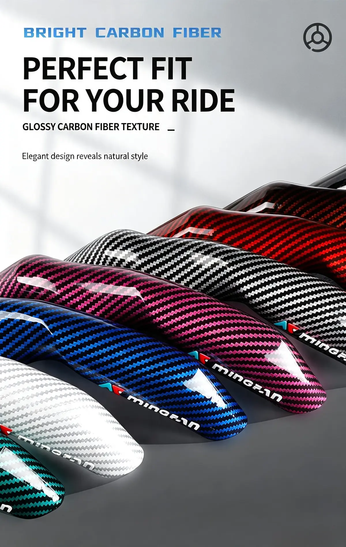 Gloss Carbon Fiber Steering Wheel Grips - detail 2
