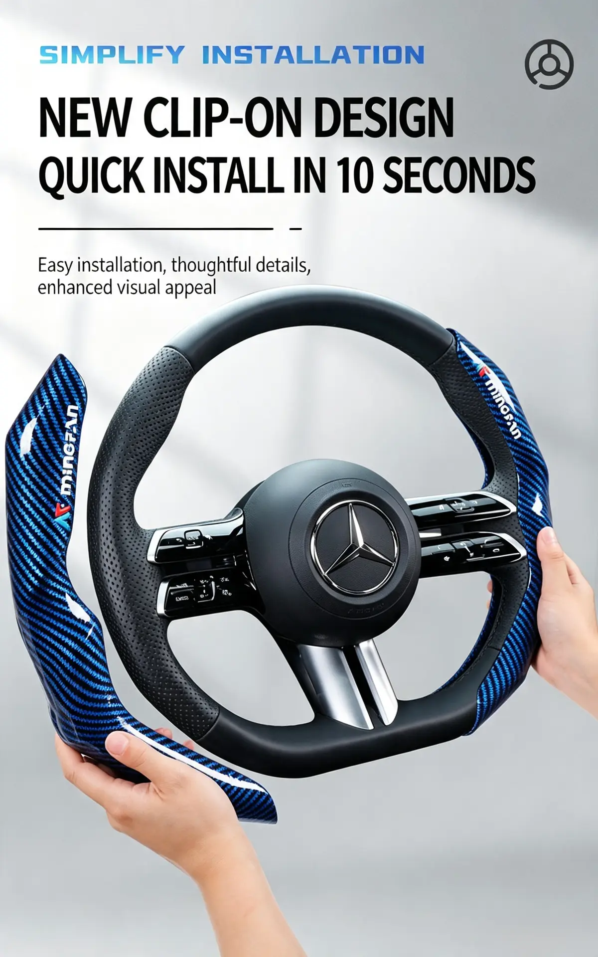 Gloss Carbon Fiber Steering Wheel Grips - detail 4