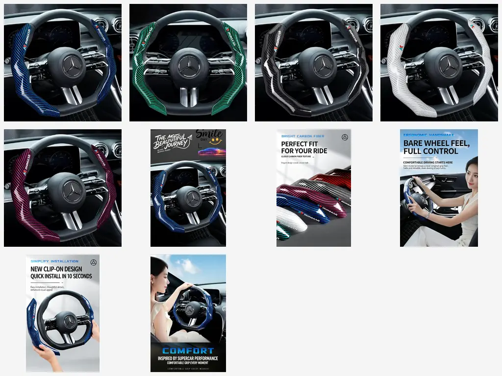 Gloss Carbon Fiber Steering Wheel Grips - detail 6