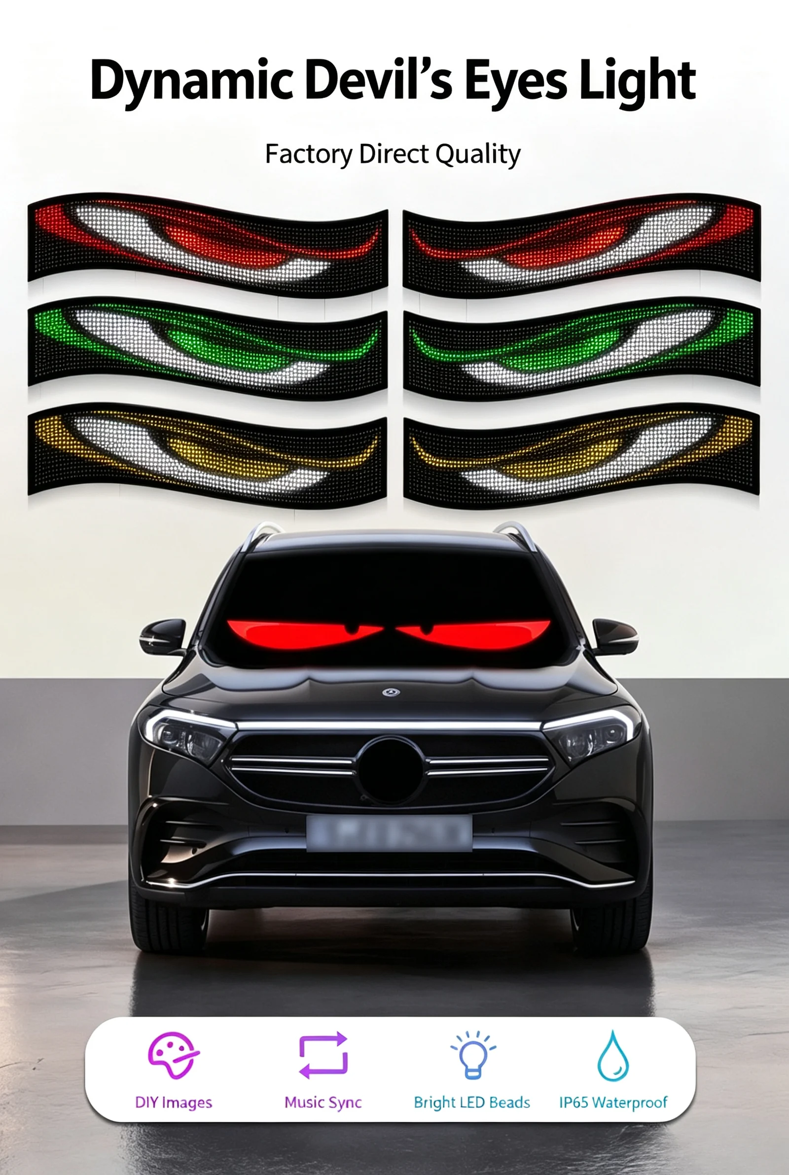 Remote Control Devil's Eyes Dynamic RGB LED Car Screen