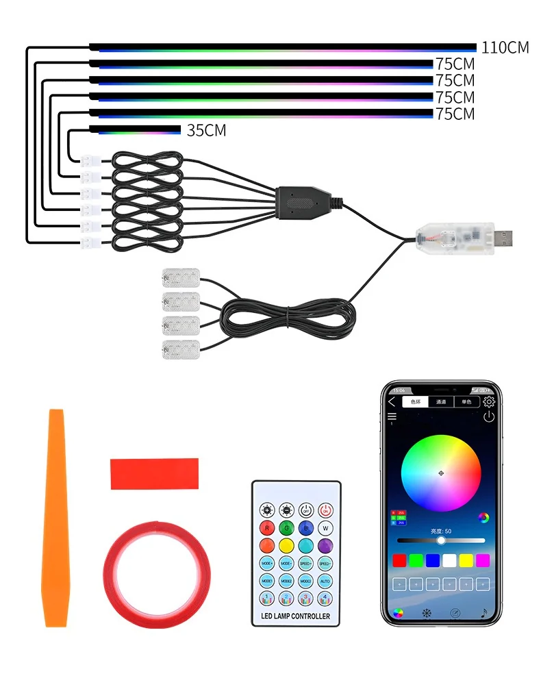 App & Remote Control RGB Acrylic Car Dashboard Ambient Light