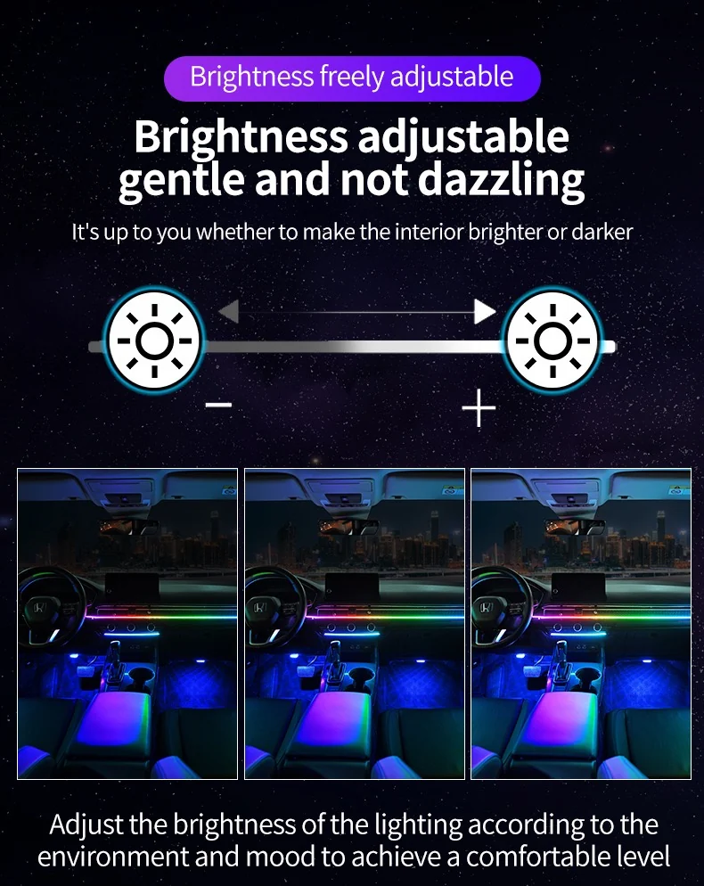 App & Remote Control RGB Acrylic Car Dashboard Ambient Light