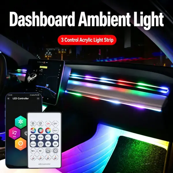 App & Remote Control RGB Acrylic Car Dashboard Ambient Light