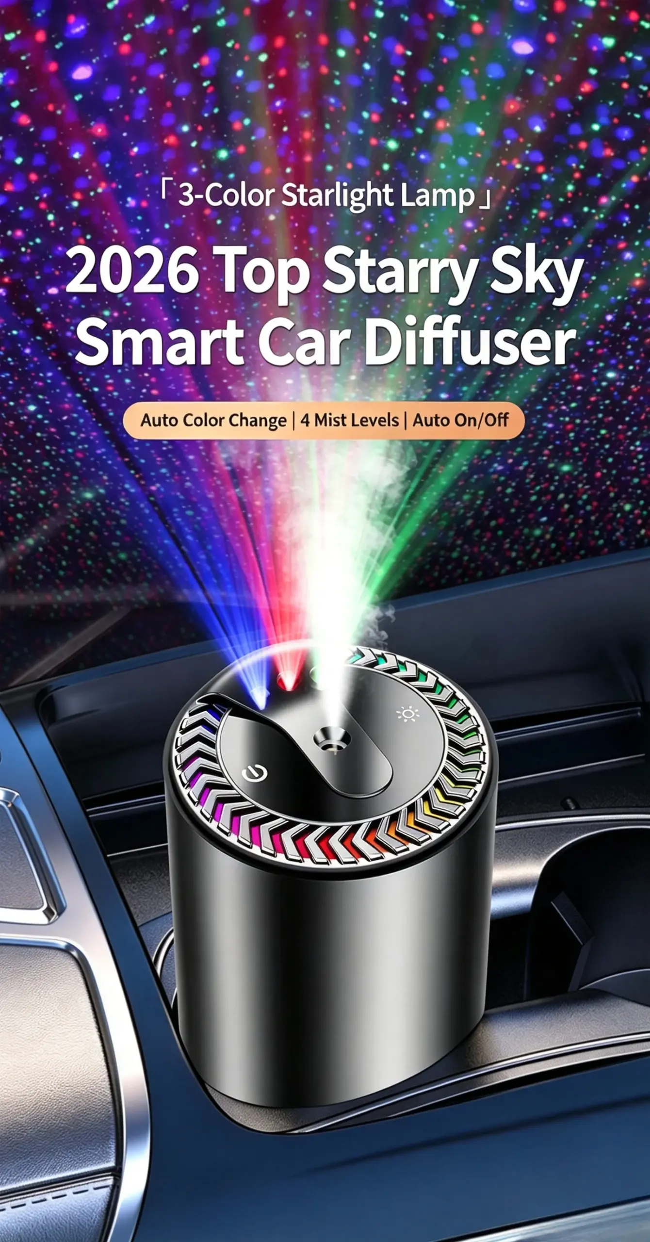 Smart Car Diffuser with Starry Sky Projection Light