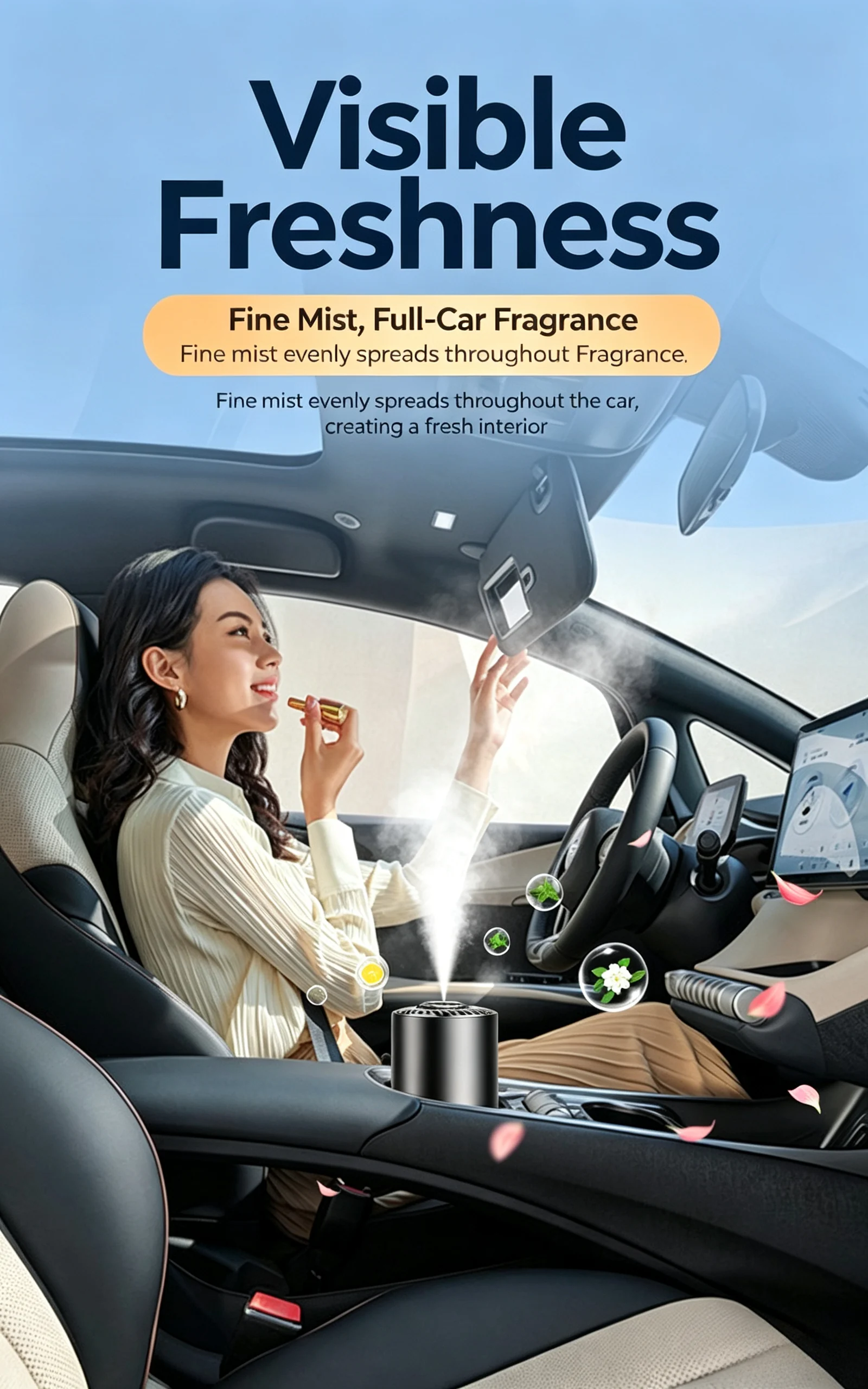 Smart Car Diffuser with Starry Sky Projection Light