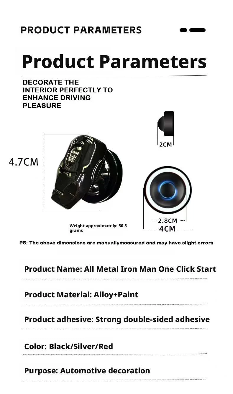 Universal Metal Car Push to Start Ignition Button